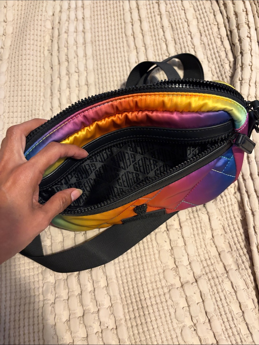Kurt Geiger Rainbow Quilted Crossbody Belt Bag - Picture 6 of 9